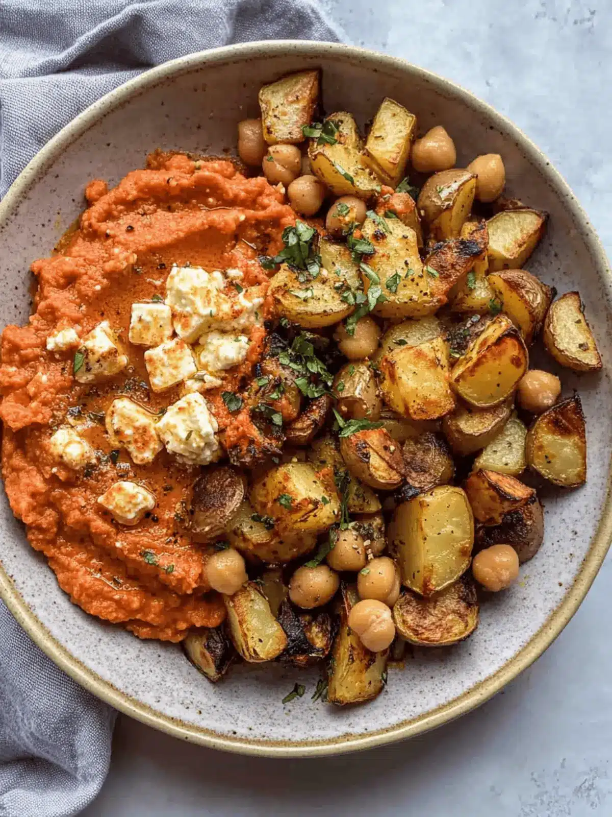 Irresistible Red Pepper Feta Dip with Roasted Potatoes & Chickpeas 4 Red Pepper Feta Dip with Roasted Potatoes & Chickpeas