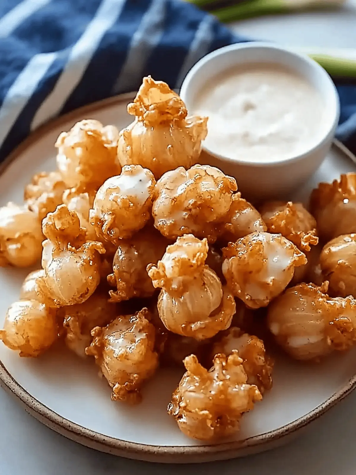 Bite-Sized Blooming Onions with Buttermilk Ranch Dip Delight 5 Bite-Sized Blooming Onions with Buttermilk Ranch Dip