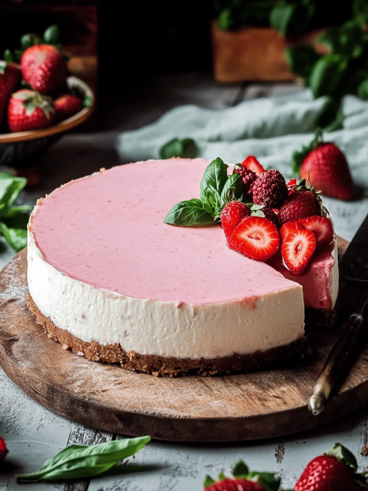 Irresistible Strawberry Basil Cheesecake That's No-Bake Magic 4 Strawberry Basil Cheesecake