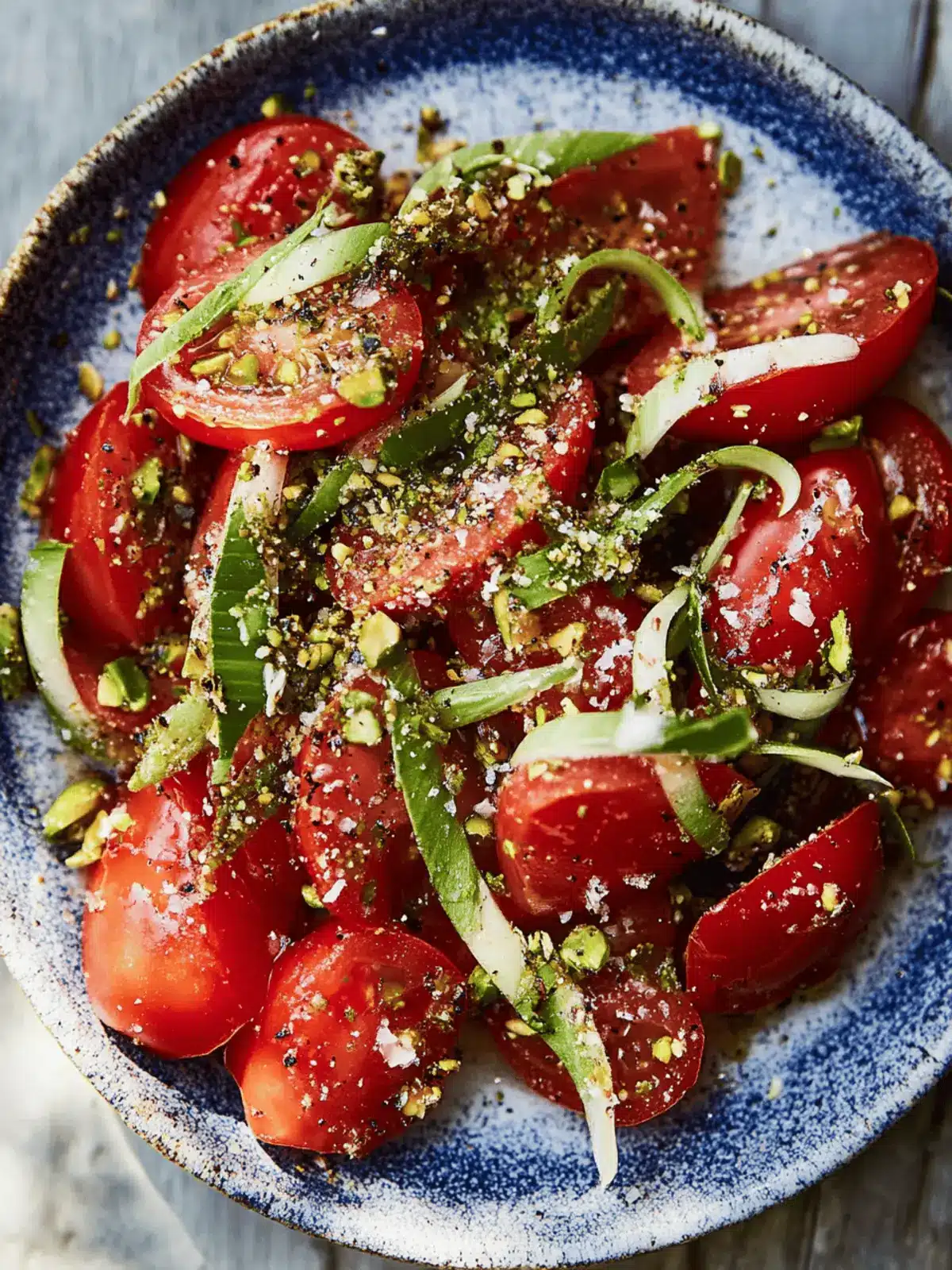 Zesty Tomato Salad with Pistachios and Scallions Delight 5 Tomatoes with Pistachios and Scallions