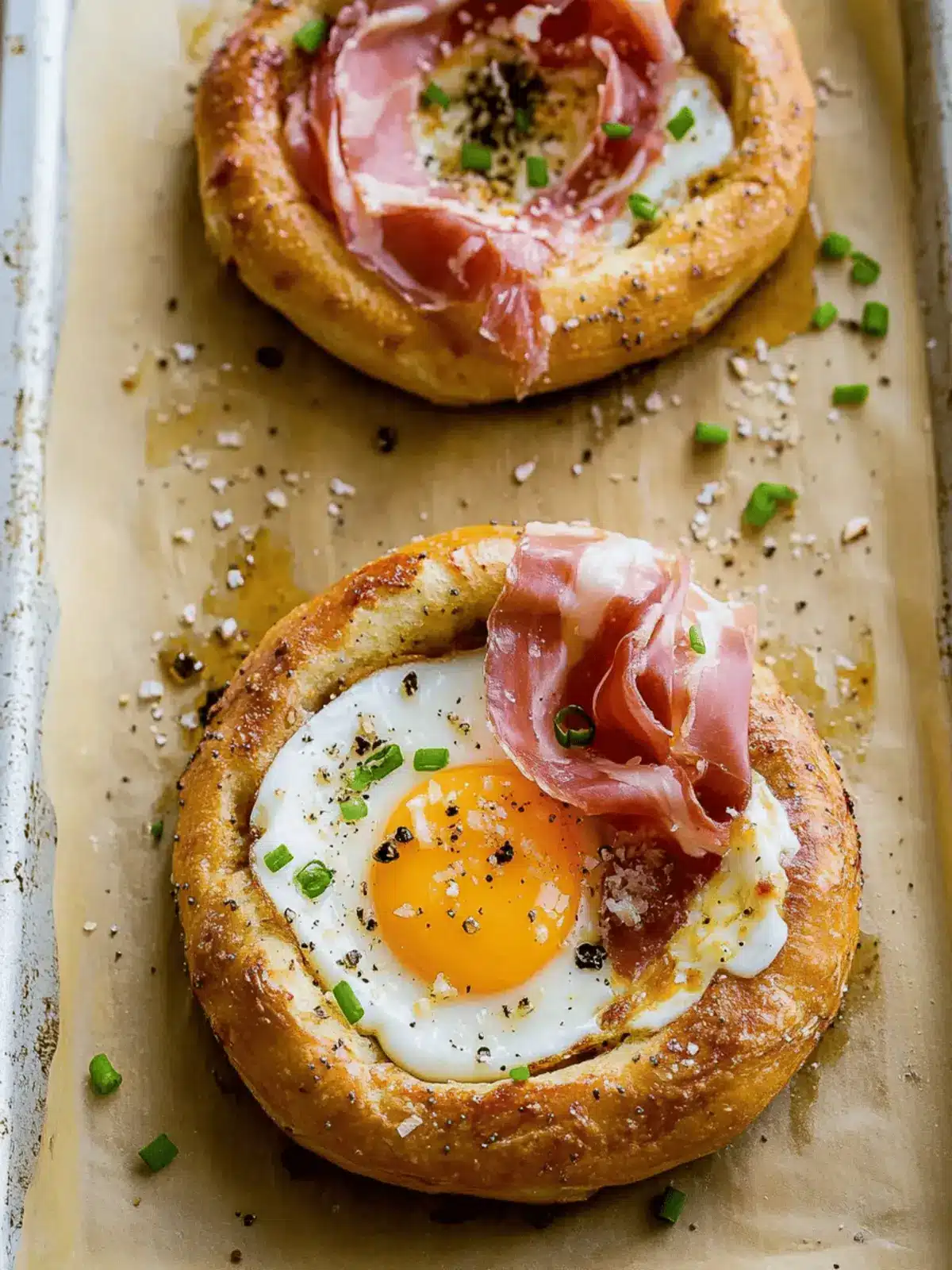 Egg in a Bagel Hole with Cheese & Prosciutto for a Cozy Breakfast 4 Egg in a Bagel Hole with Cheese & Prosciutto