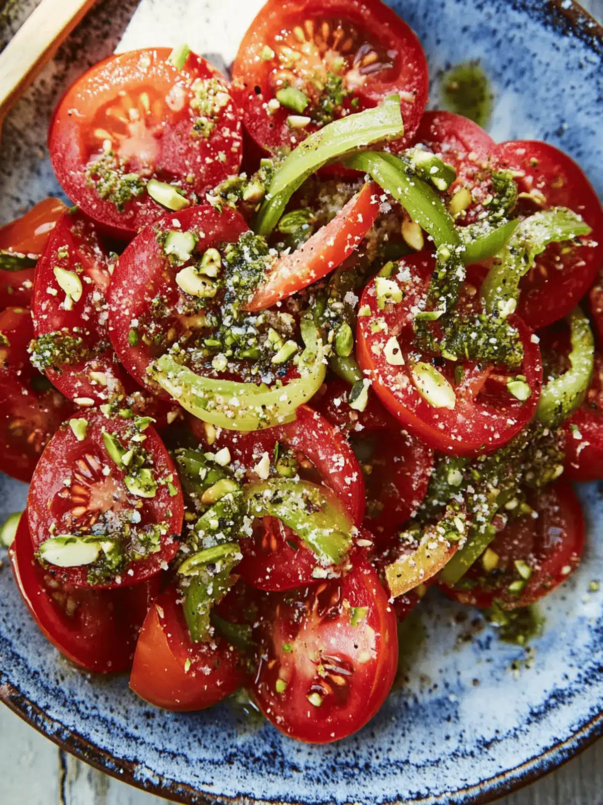 Zesty Tomato Salad with Pistachios and Scallions Delight 3 Tomatoes with Pistachios and Scallions