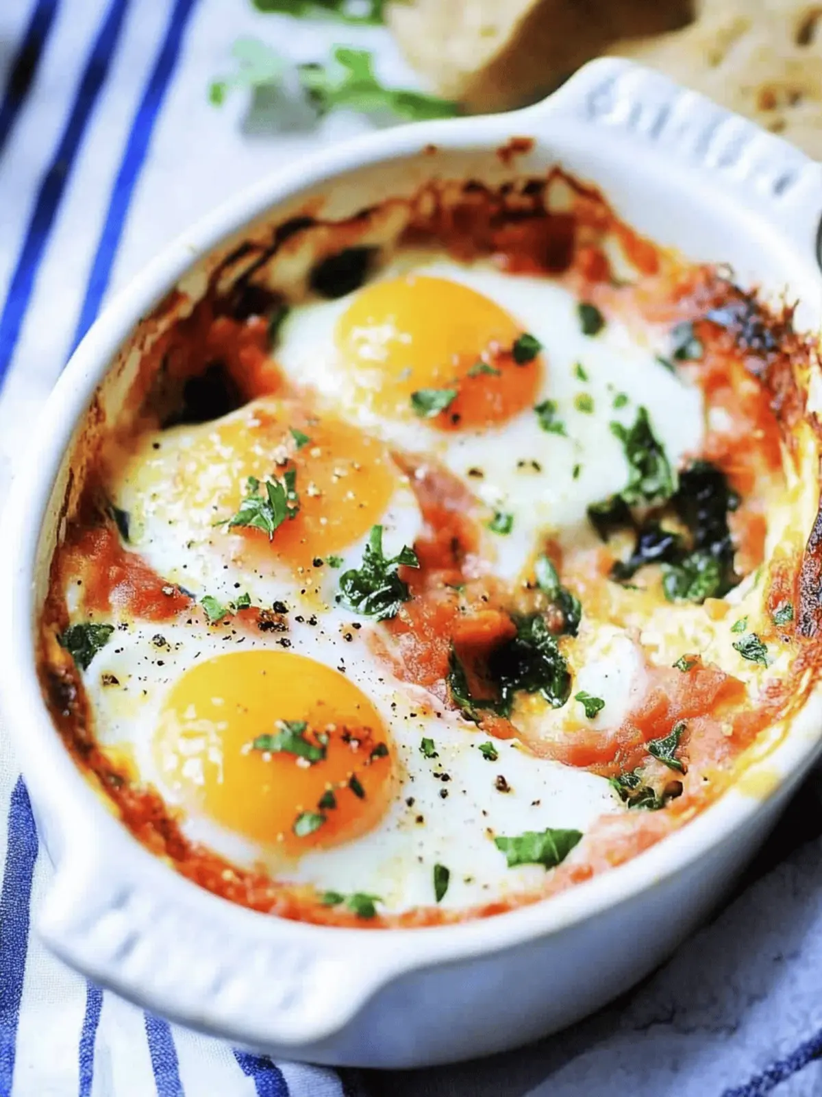 Baked Eggs in Tomato Spinach Cream Sauce – A Cozy Delish Treat 3 Baked Eggs in Tomato Spinach Cream Sauce