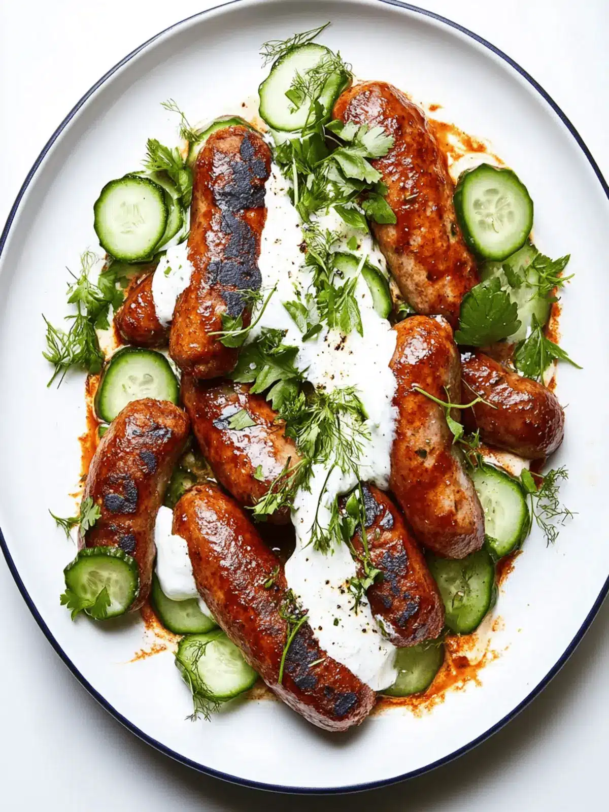 Spicy Merguez Sausage with Harissa and Cool Cucumber Yogurt 2 Spicy Merguez Sausage with Harissa and Cucumber Yogurt