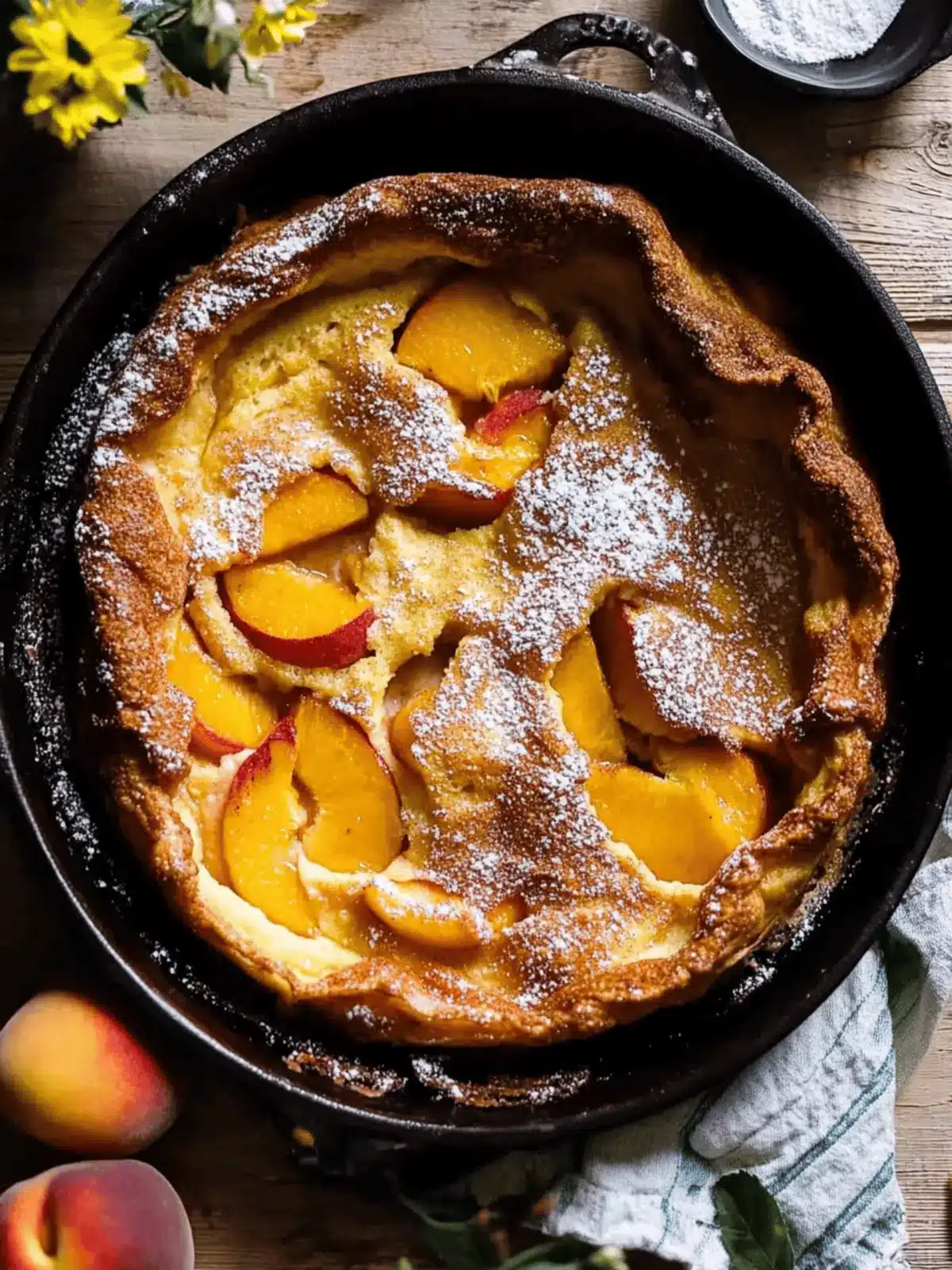 Cinnamon Sugar Peach Dutch Baby for the Perfect Summer Brunch 2 Cinnamon Sugar Peach Dutch Baby