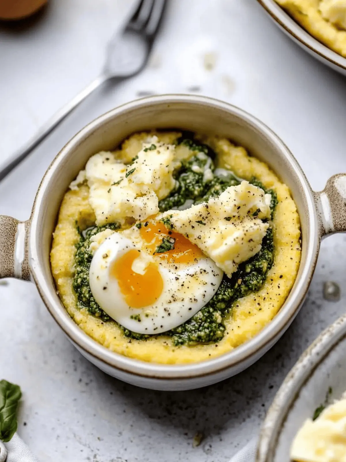 Creamy Breakfast Polenta with Pesto & Eggs for a Cozy Brunch 2 Creamy Breakfast Polenta with Pesto & Eggs