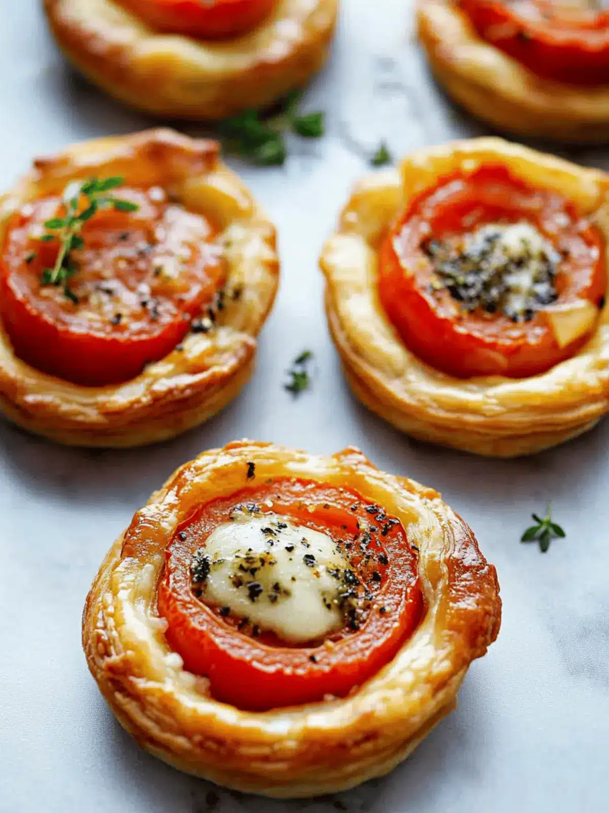 Mini Tomato Tarts with Puff Pastry Perfect for Last-Minute Guests 2 Mini Tomato Tarts with Puff Pastry
