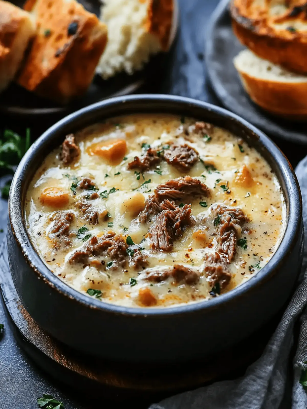 Hearty Creamy Philly Cheese Steak Soup for Cozy Nights 5 Creamy Philly Cheese Steak Soup