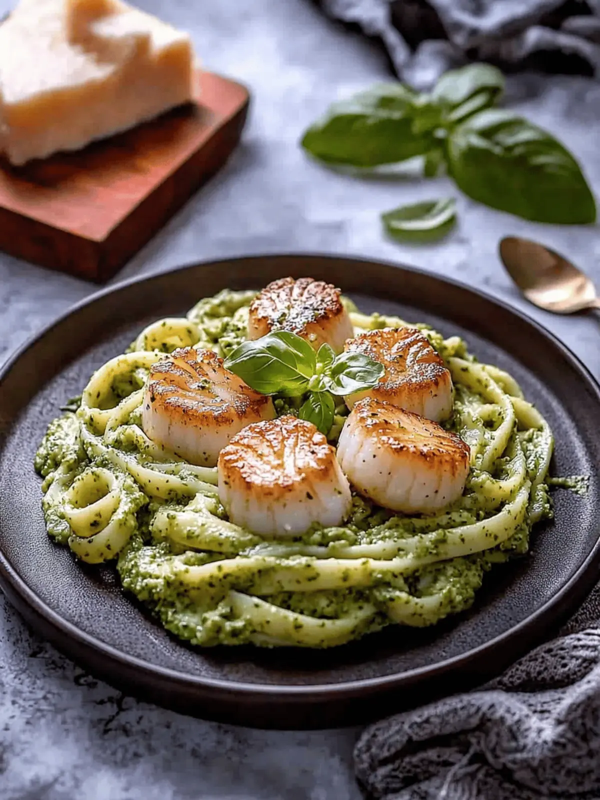 Creamy Pesto Pasta with Seared Scallops for an Elegant Dinner 5 Creamy Pesto Pasta with Seared Scallops