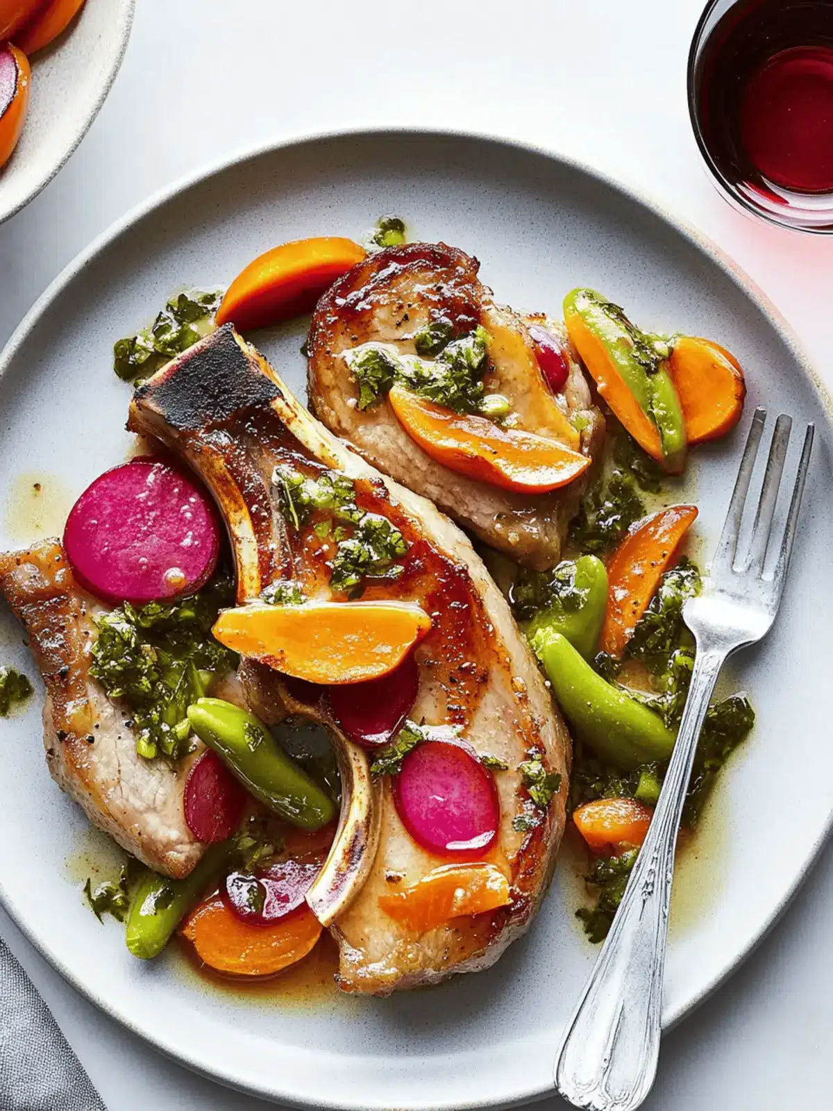 Savory Pork Chops and Padrón Chiles en Escabèche Delight 4 Pork Chops and Padrón Chiles en Escabèche