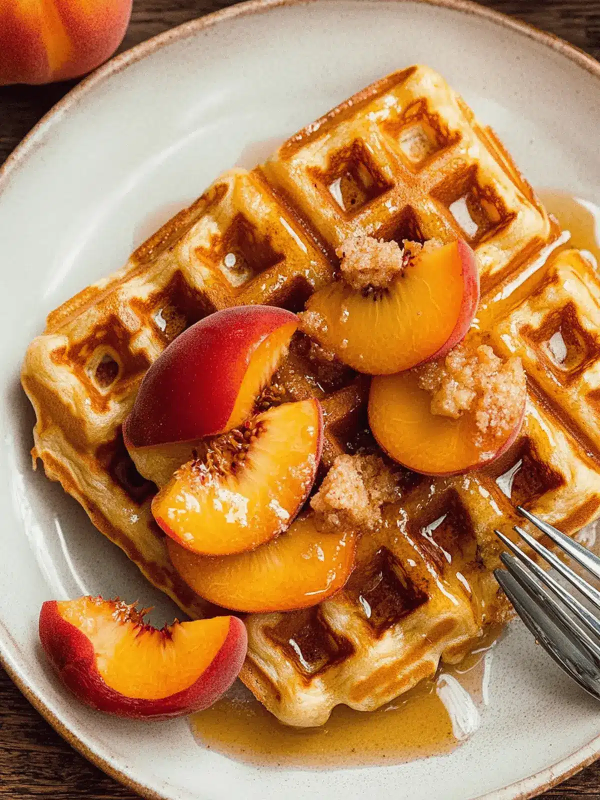 Brown Butter Waffles with Macerated Peaches for Blissful Mornings 5 Brown Butter Waffles with Macerated Peaches