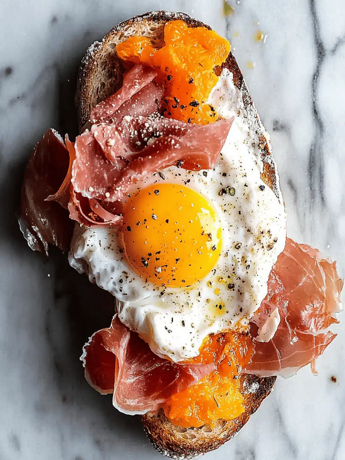 Indulge in Fried Egg Yolk, Burrata and Prosciutto Toast Bliss 4 Fried Egg Yolk, Burrata and Prosciutto Toast