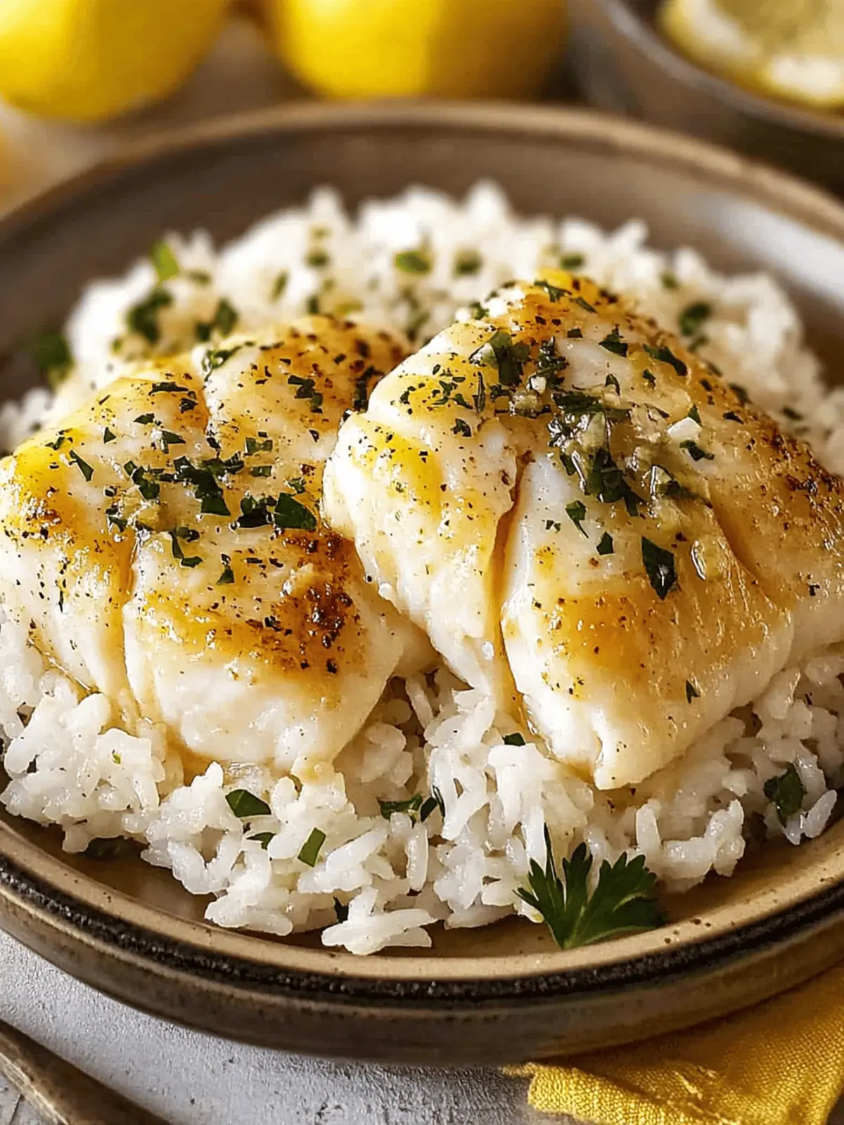 Lemon Butter Cod with Rice: Quick Healthy Dinner Delight 4 Lemon Butter Cod with Rice