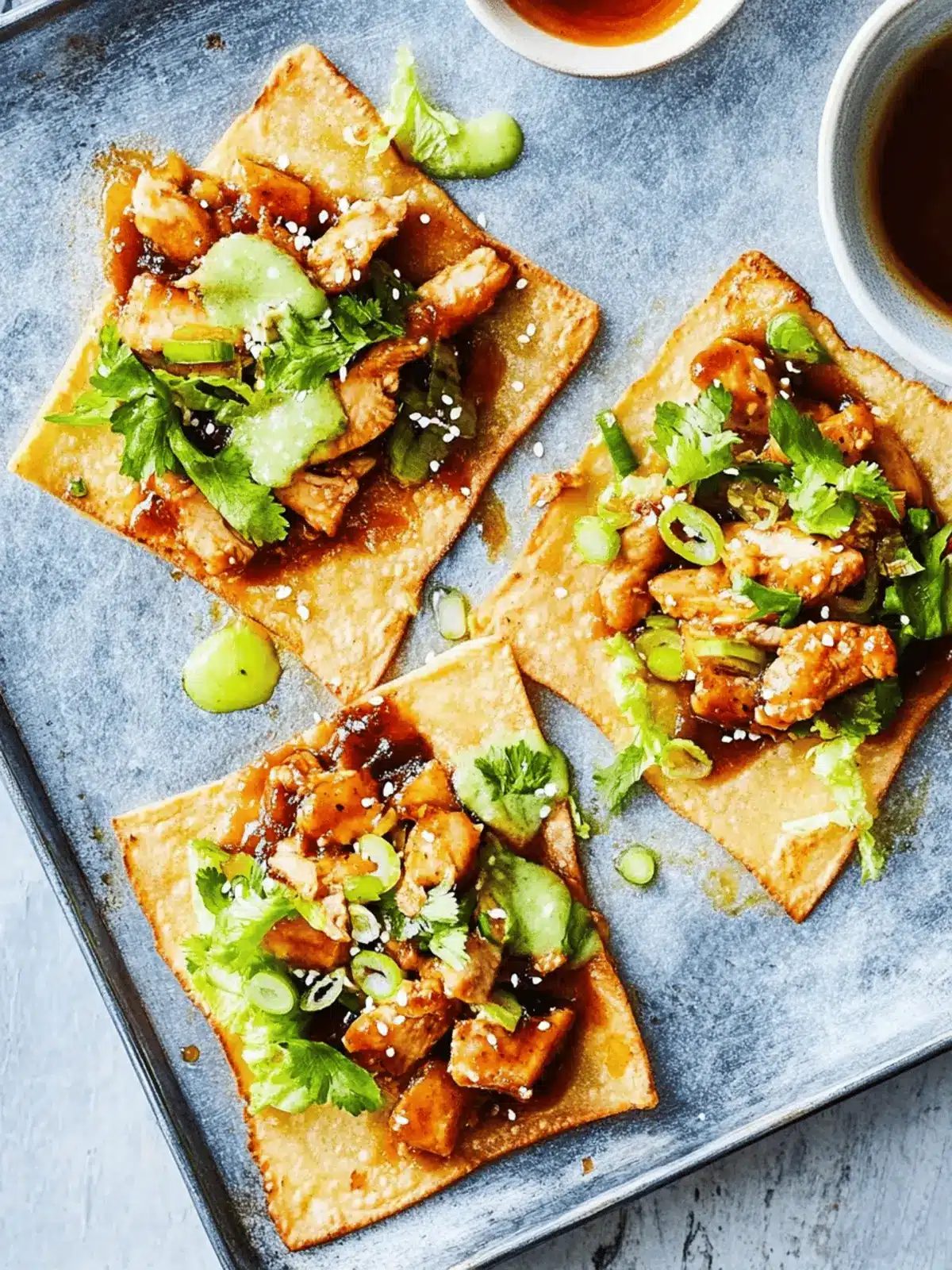 Hoisin Chicken Wonton Tostadas - Quick Flavor Explosion 4 Hoisin Chicken Wonton Tostadas