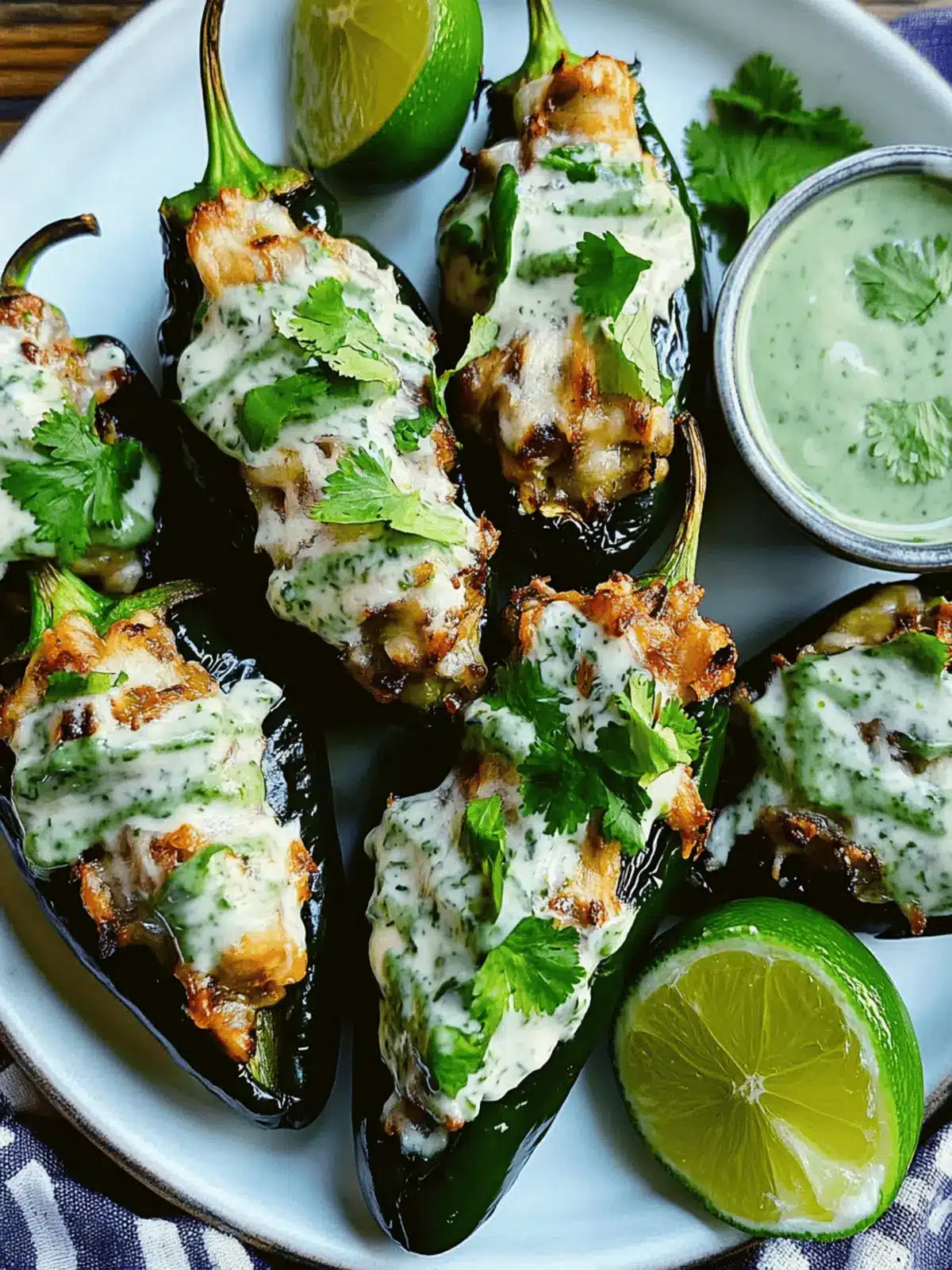 Stuffed Poblano Peppers with Cilantro Lime Crema Delight 5 Stuffed Poblano Peppers with Cilantro Lime Crema