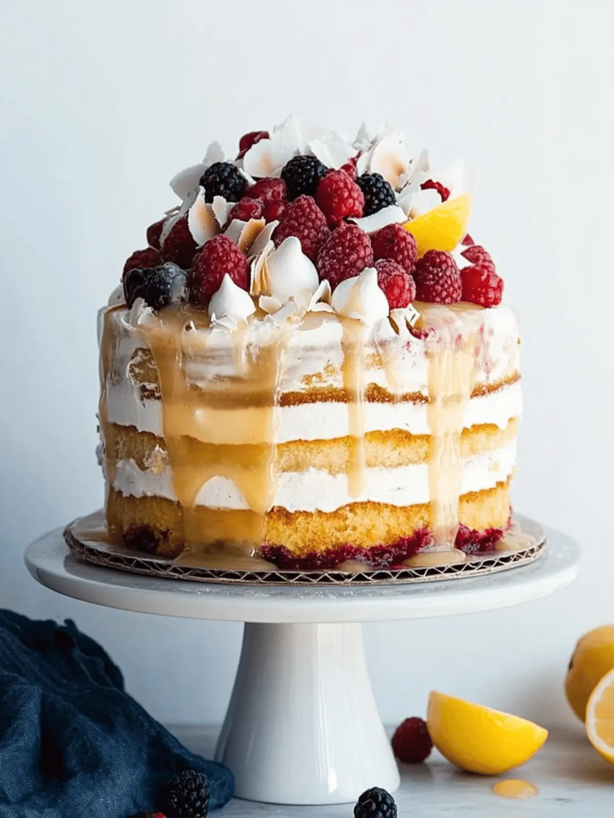 Lemon Coconut Berry Layer Cake with Meringue Magic 4 Lemon, Coconut & Berry Layer Cake with Lemon Curd and Torched Meringue
