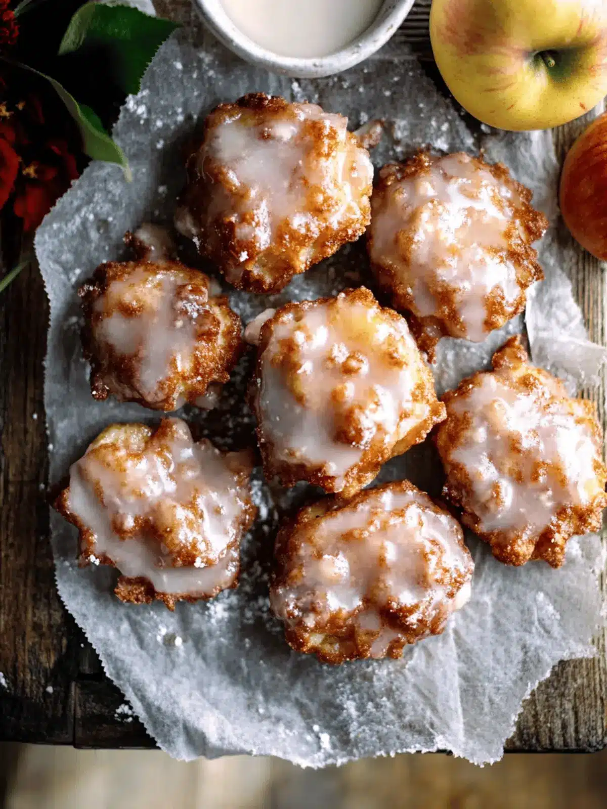 Irresistible Apple Fritters with Salted Maple Glaze Recipe 3 Apple Fritters with Salted Maple Glaze