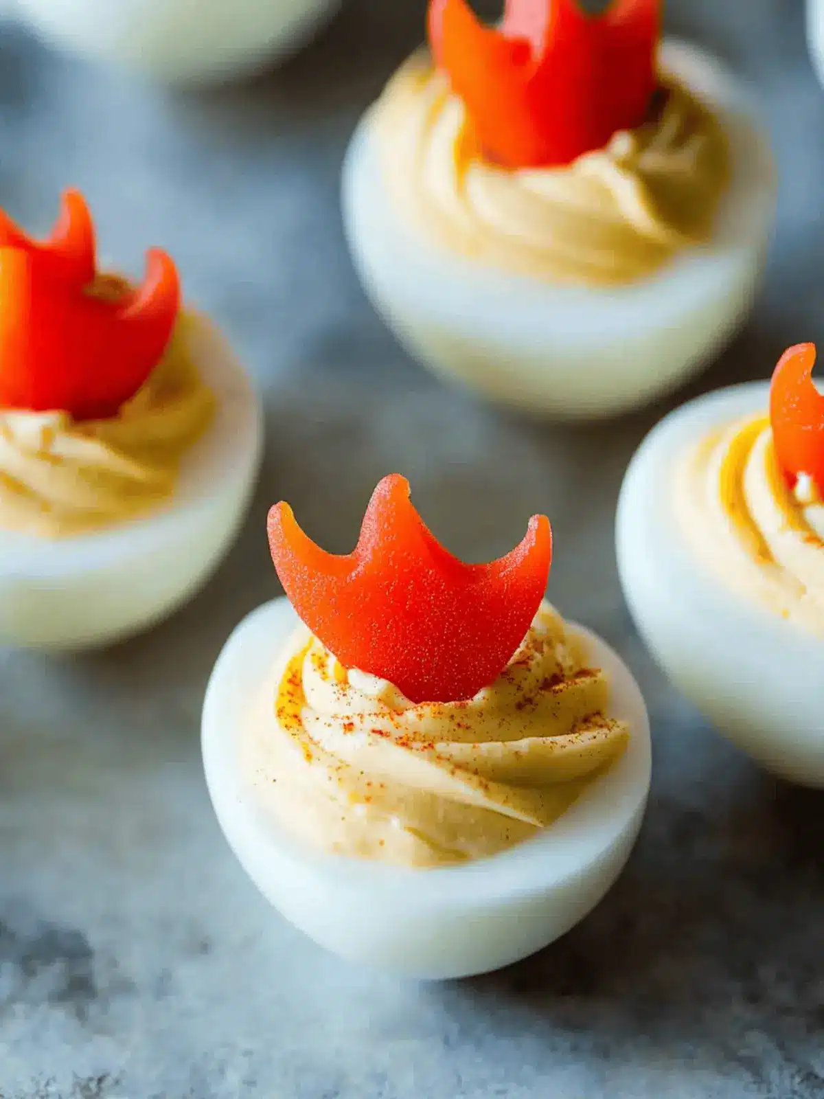 Adorable Halloween Deviled Eggs with Spooky Red Pepper Wings 2 Adorable Halloween Deviled Eggs