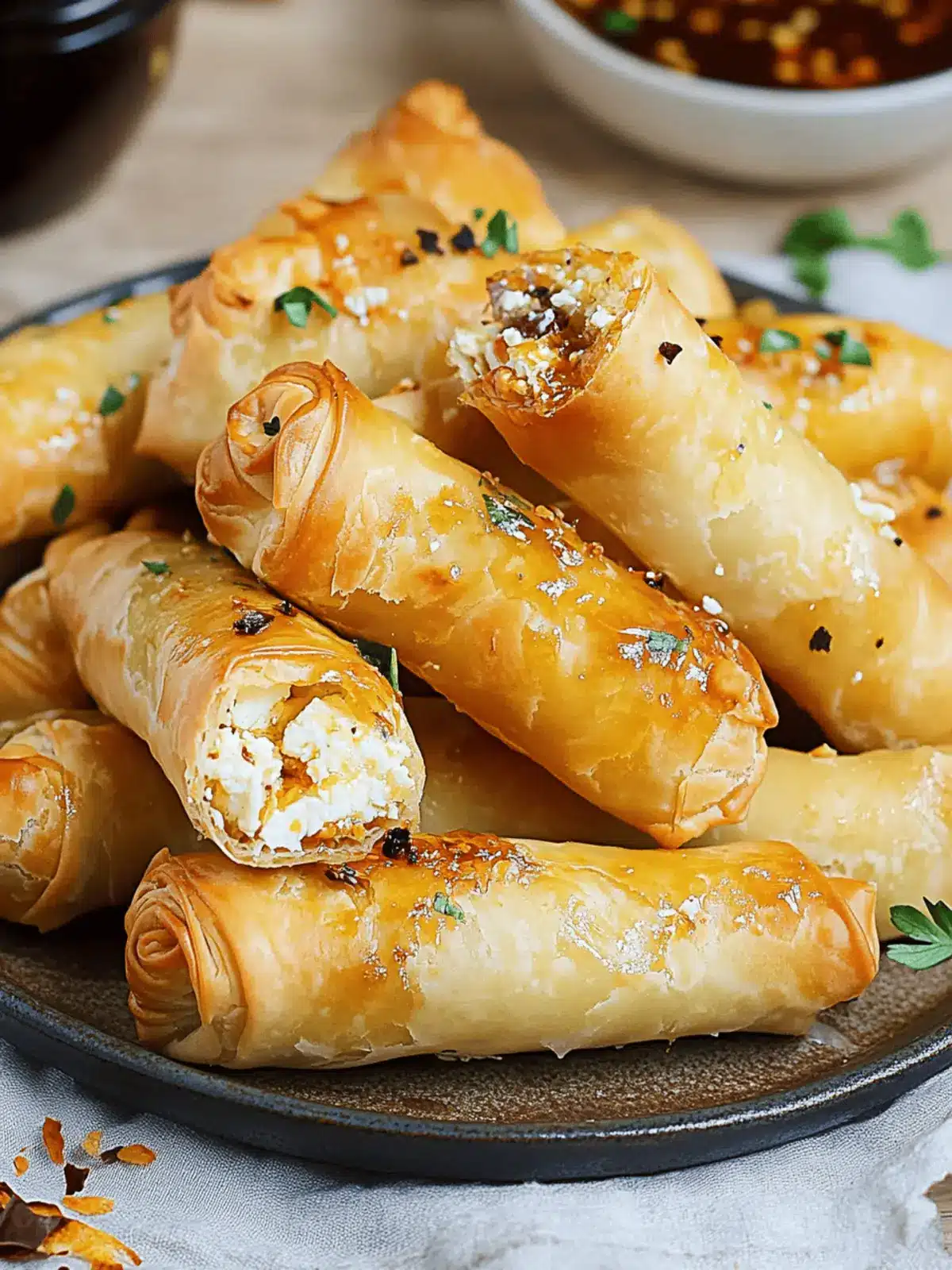 Irresistible Flaky Chili Honey Feta Rolls Appetizer Recipe 3 Flaky Chili Honey Feta Rolls Appetizer