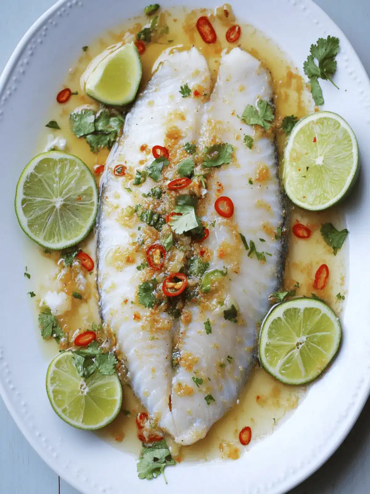 Steamed Fish with Lime, Garlic, and Chilies - A Fresh Thai Delight 2 Steamed Fish with Lime, Garlic, and Chilies