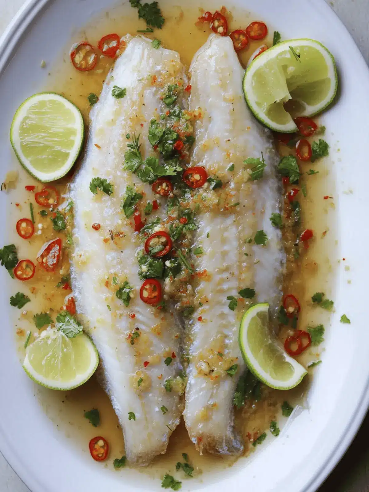Steamed Fish with Lime, Garlic, and Chilies - A Fresh Thai Delight 4 Steamed Fish with Lime, Garlic, and Chilies