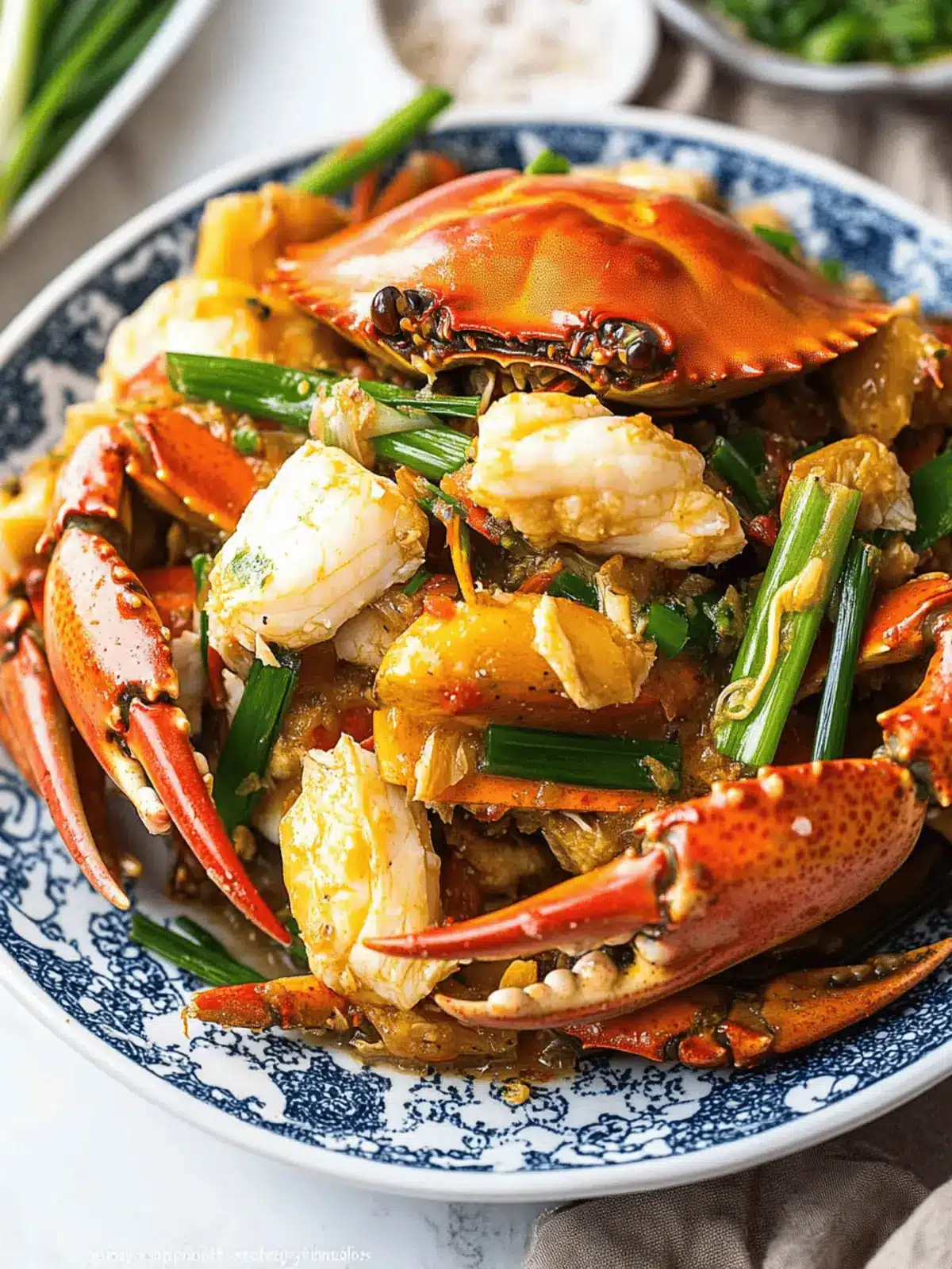 Savory Stir-fried Crab with Ginger and Scallion Delight 3 Stir-fried Crab with Ginger and Scallion