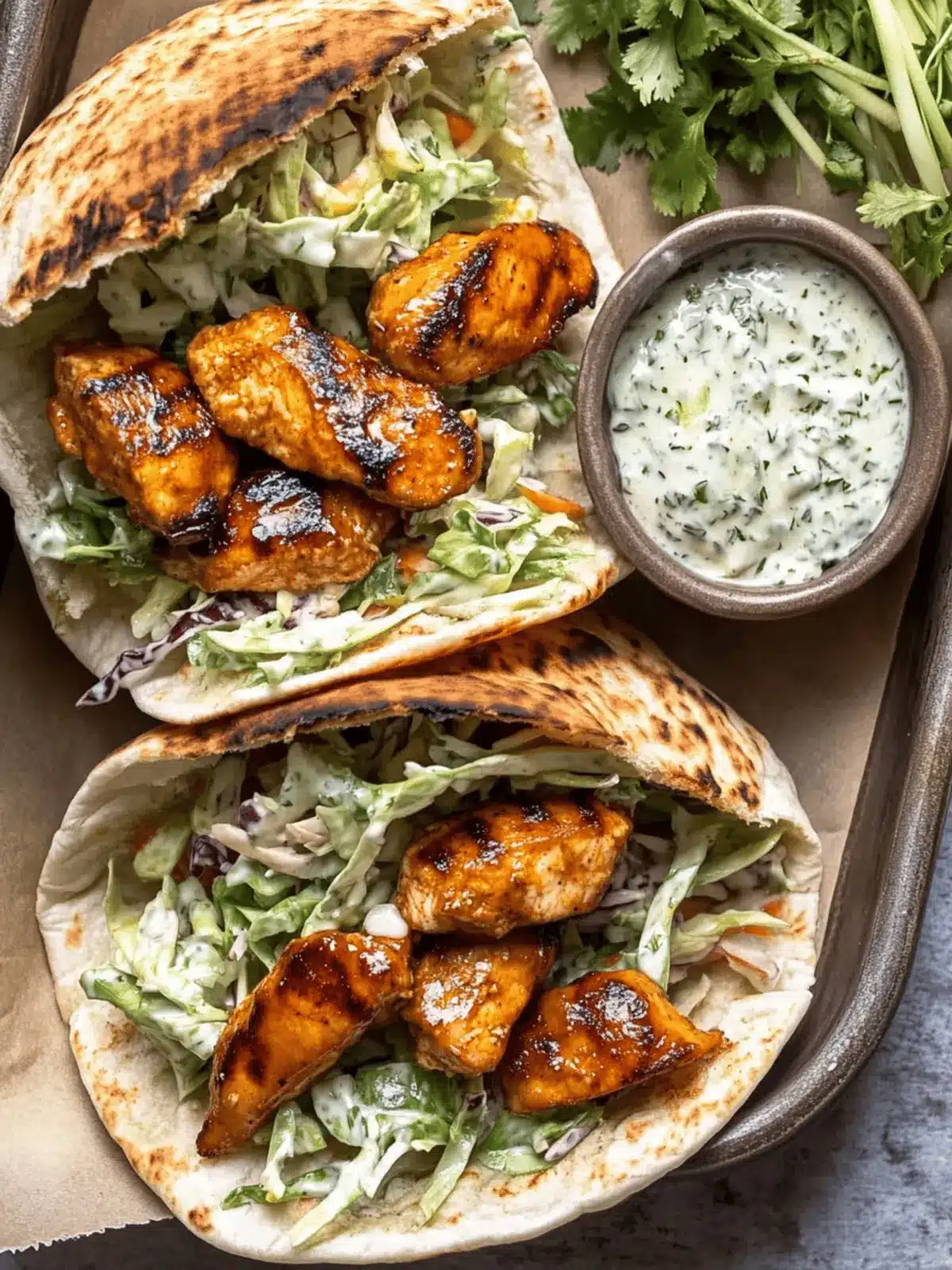 Sheet Pan Chicken Pitas with Herby Ranch Slaw for Summer Fun 3 Sheet Pan Chicken Pitas with Herby Ranch Slaw