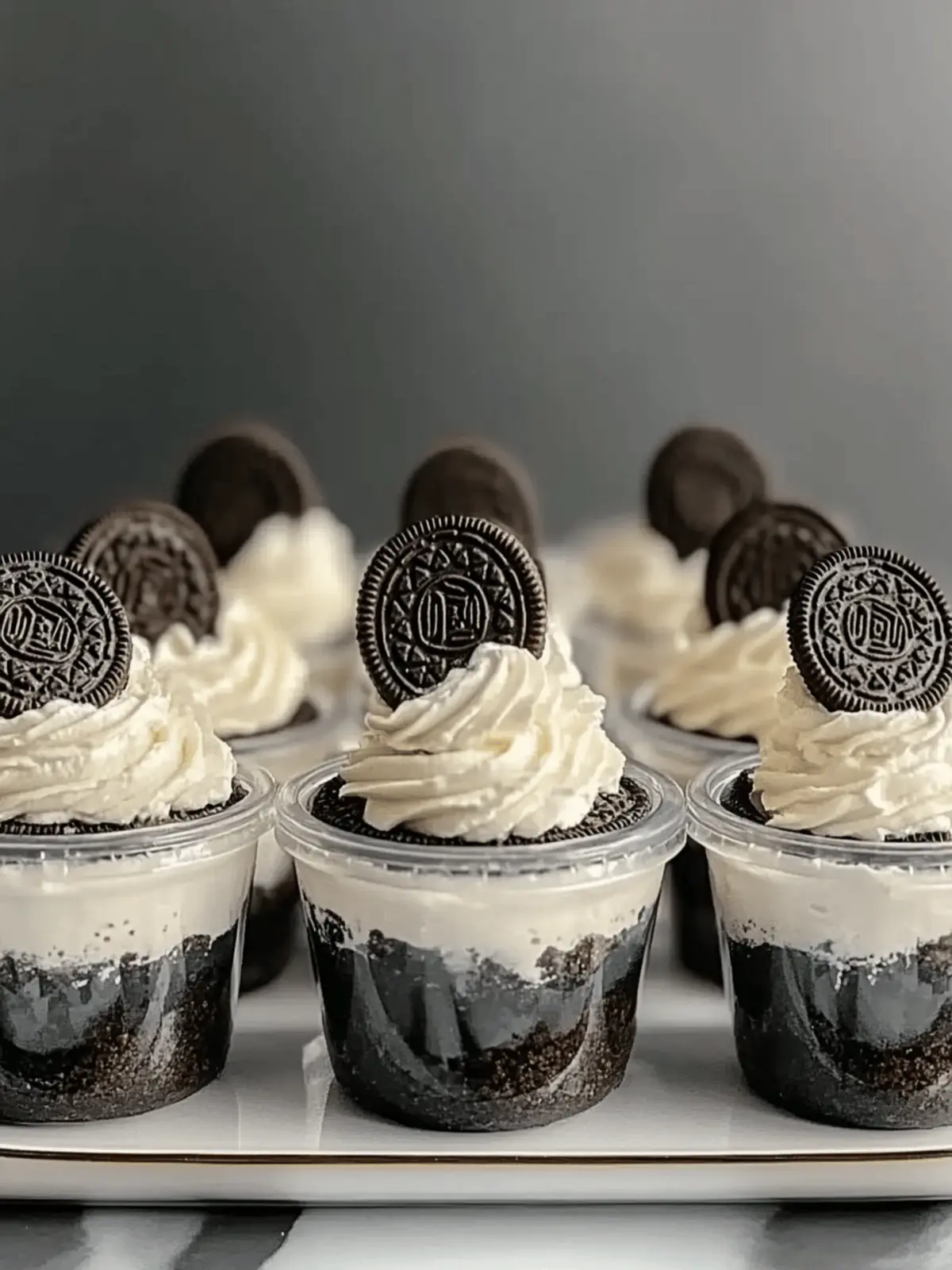 Mini Oreo Dessert Cups with Whipped Cream Cheese Filling Delight 4 Mini Oreo Dessert Cups with Whipped Cream Cheese Filling