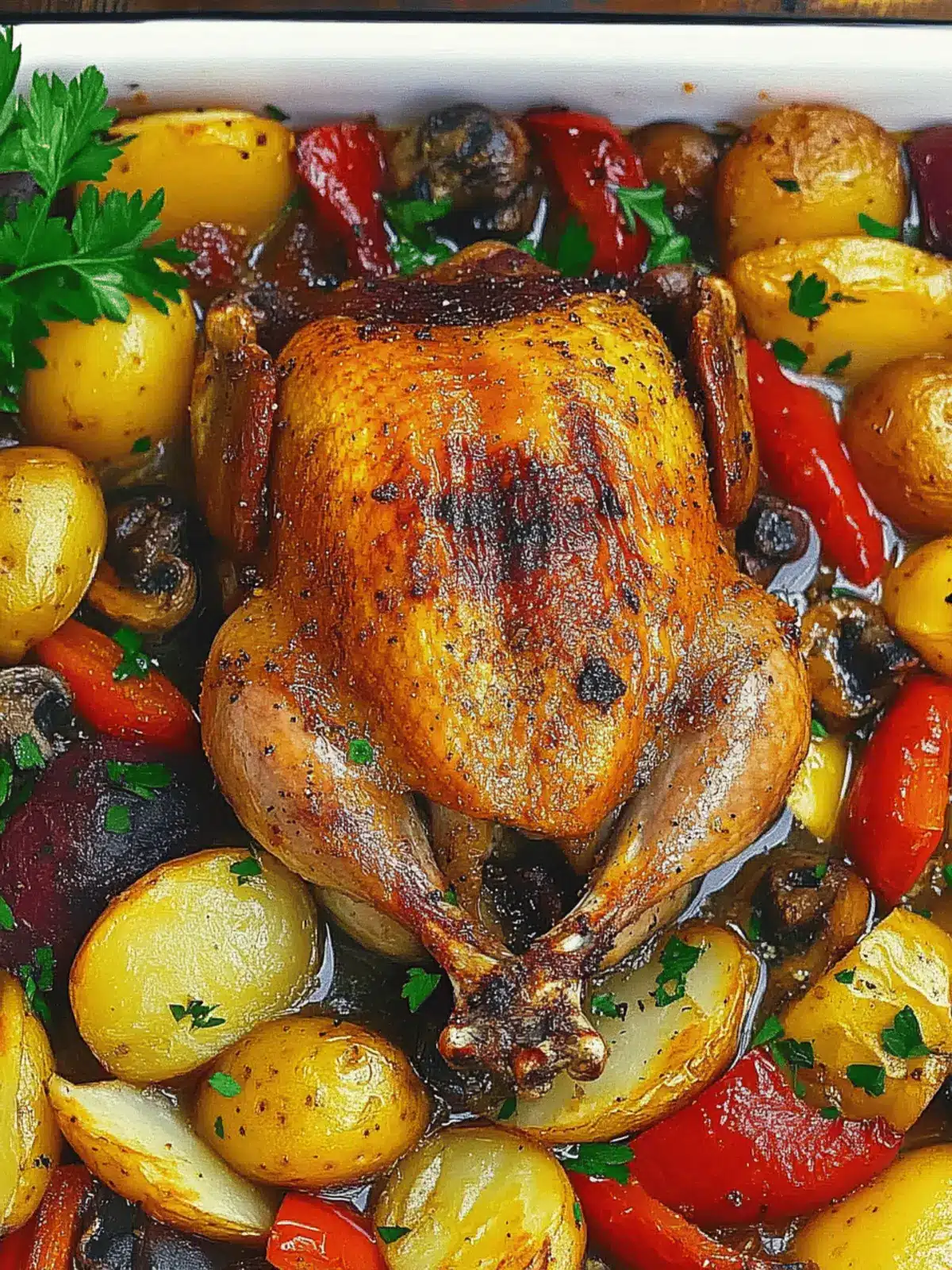 Roasted Duck in Wine with Potatoes, Peppers and Mushrooms Delight 2 Roasted Duck in Wine with Potatoes, Peppers and Mushrooms