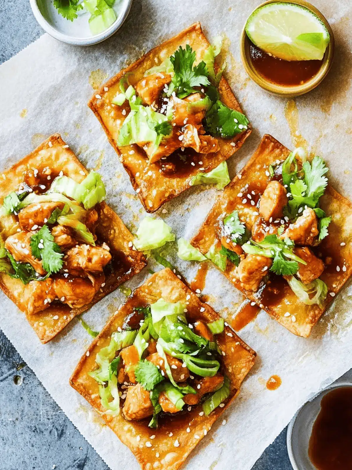 Hoisin Chicken Wonton Tostadas - Quick Flavor Explosion 5 Hoisin Chicken Wonton Tostadas