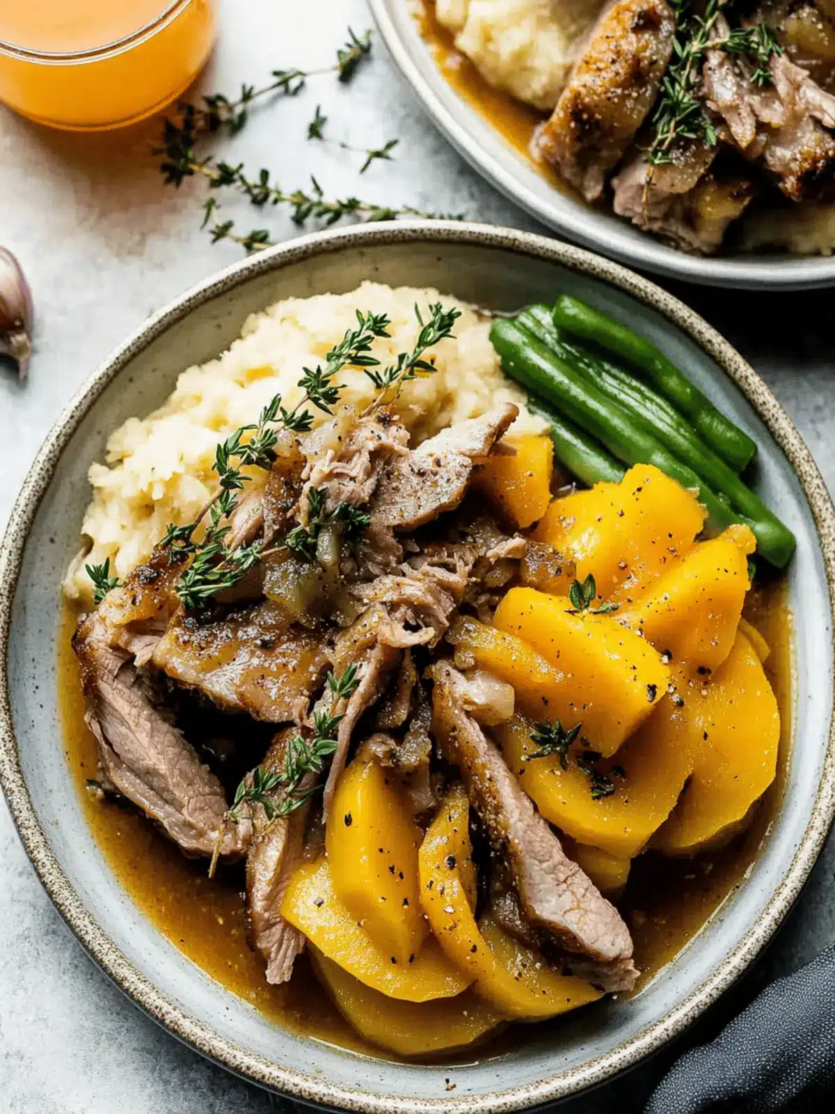 Cozy Apple Cider Braised Pork Shoulder with Butternut Squash 4 Apple Cider Braised Pork Shoulder with Roasted Garlic Whipped Butternut Squash