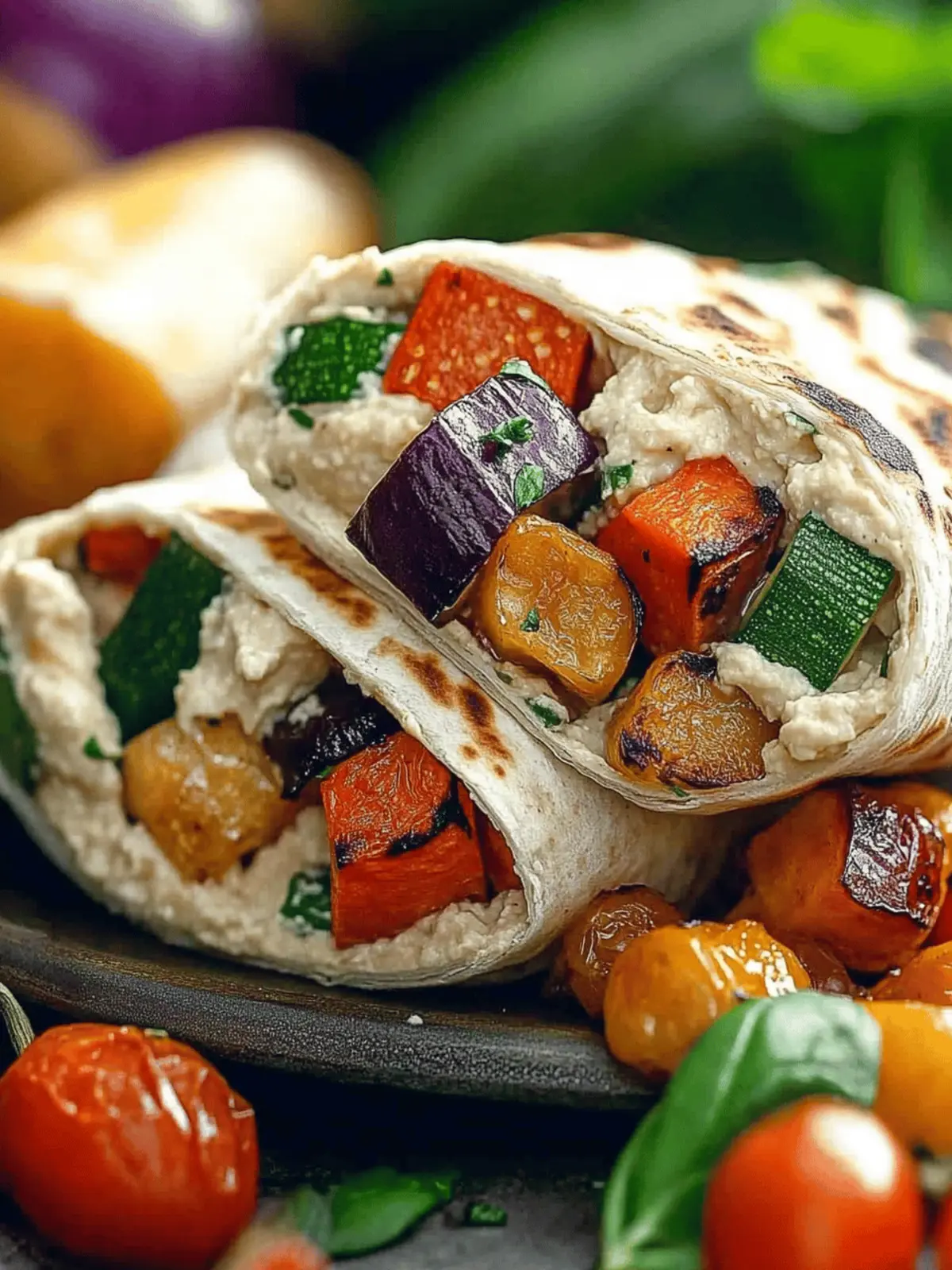 Roasted Veggie and Hummus Wraps for a Colorful Meal Boost 5 Roasted Veggie and Hummus Wraps