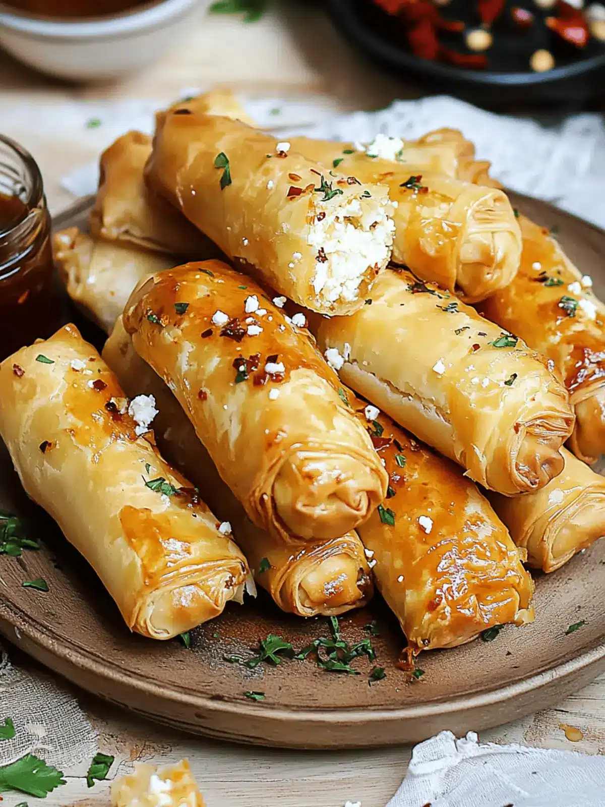 Irresistible Flaky Chili Honey Feta Rolls Appetizer Recipe 2 Flaky Chili Honey Feta Rolls Appetizer