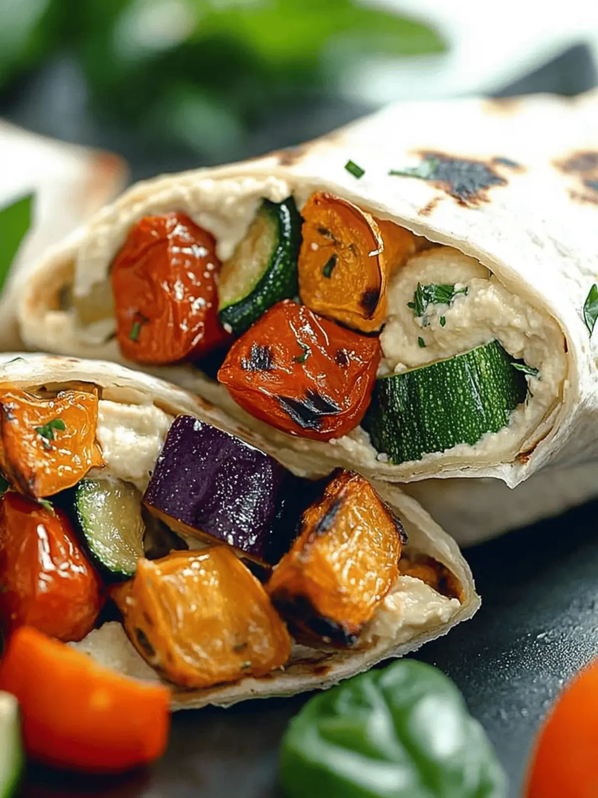 Roasted Veggie and Hummus Wraps for a Colorful Meal Boost 2 Roasted Veggie and Hummus Wraps