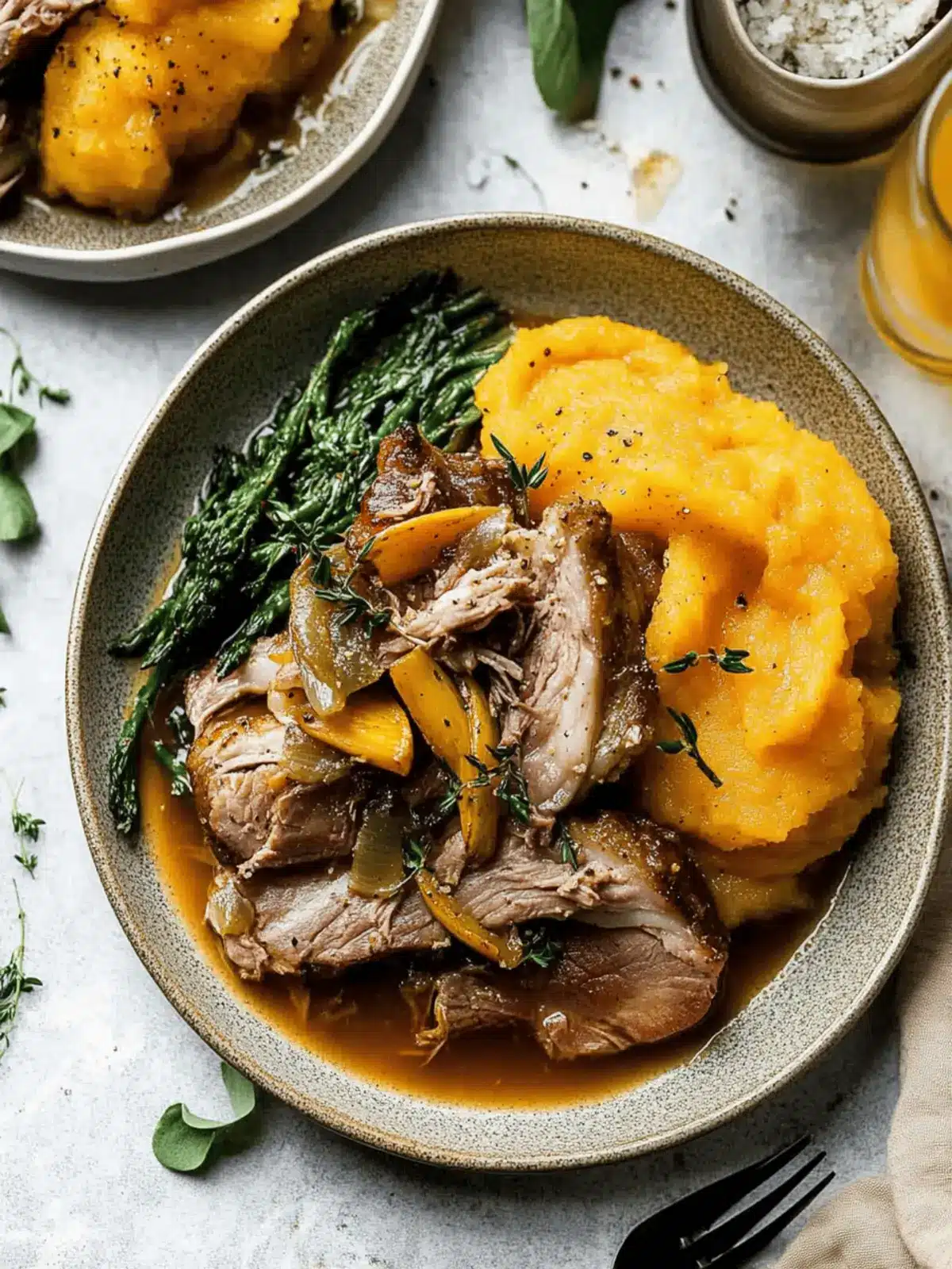Cozy Apple Cider Braised Pork Shoulder with Butternut Squash 2 Apple Cider Braised Pork Shoulder with Roasted Garlic Whipped Butternut Squash