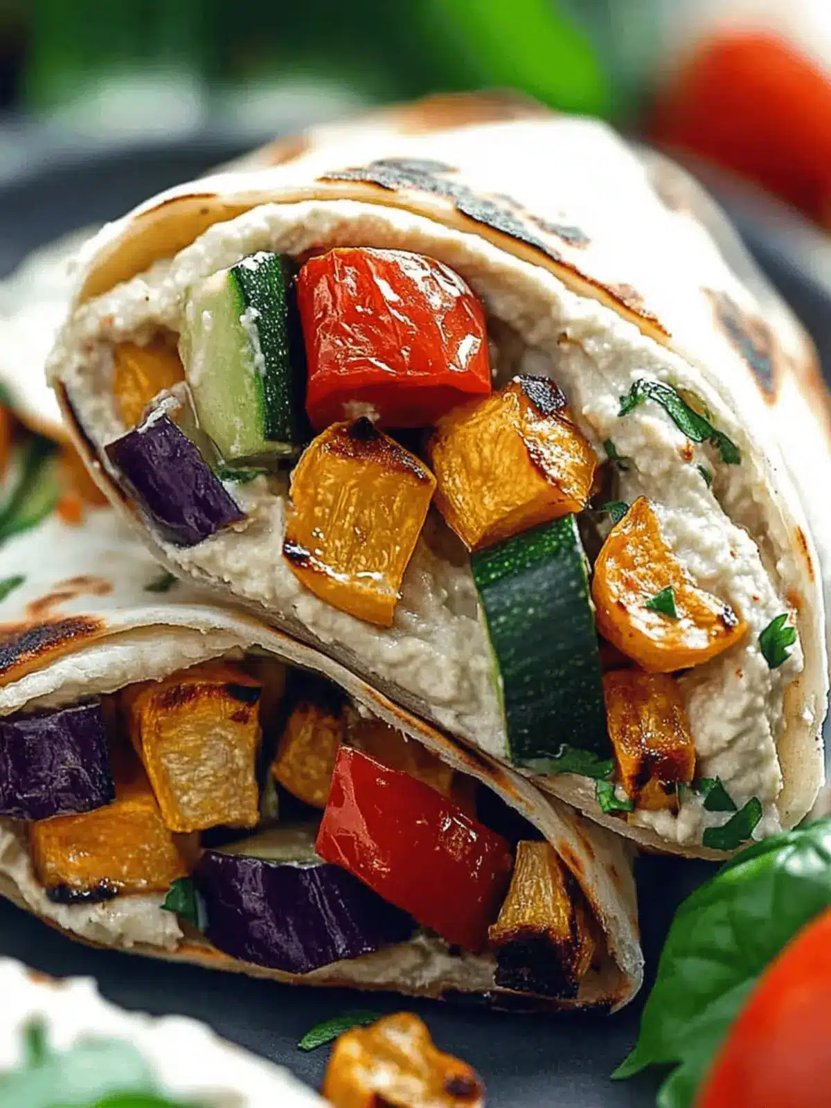 Roasted Veggie and Hummus Wraps for a Colorful Meal Boost 3 Roasted Veggie and Hummus Wraps