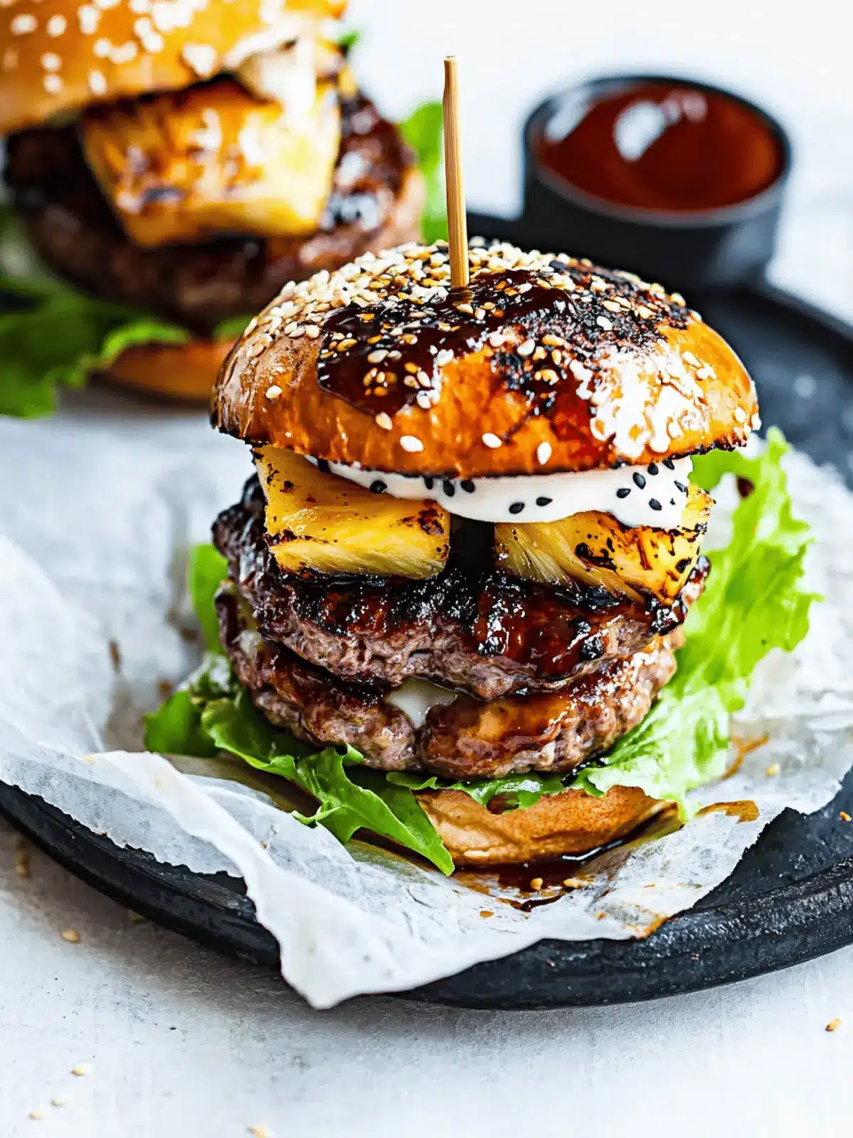 Savor Hawaiian Teriyaki Burgers with Grilled Pineapple Bliss 4 Hawaiian Teriyaki Burgers with Grilled Pineapple