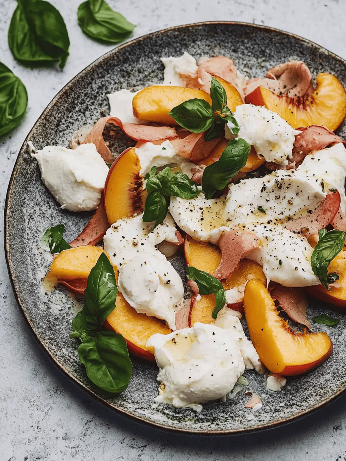 Delicious 10-Minute Peach & Burrata Salad for Summer Bliss 3 10-Minute Peach & Burrata Salad