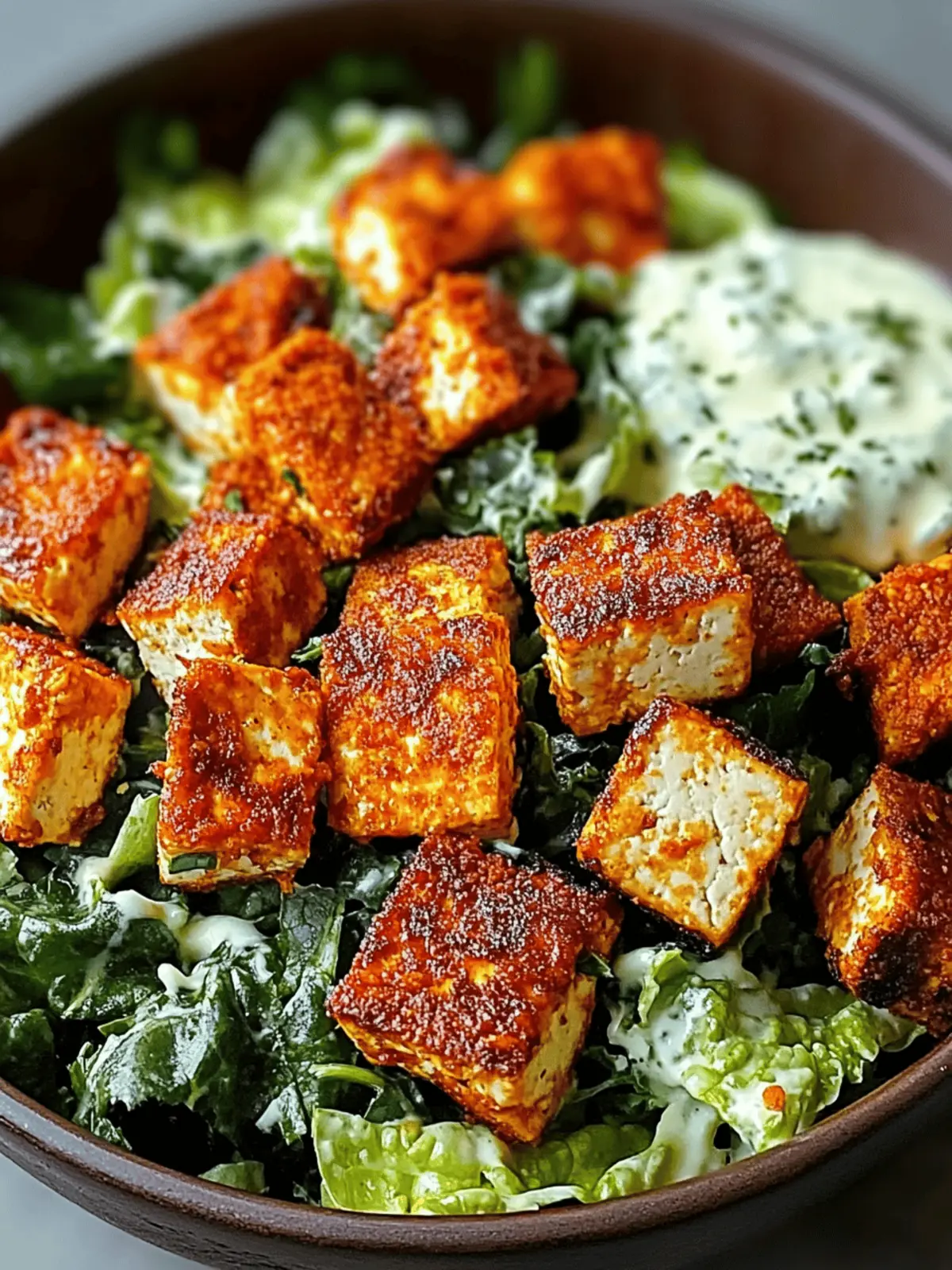Crispy Buffalo Tofu Caesar Salad That Wows Every Bite 5 Crispy Buffalo Tofu Caesar Salad