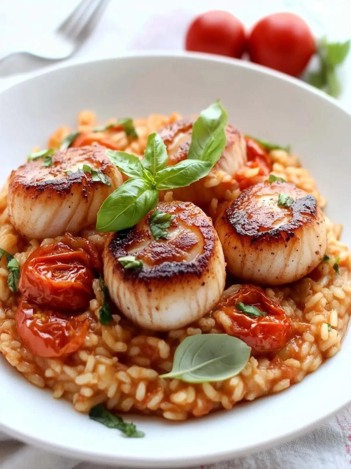 Prosciutto Wrapped Scallops with Roasted Tomato Risotto Bliss 4 Prosciutto Wrapped Scallops with Roasted Tomato Risotto