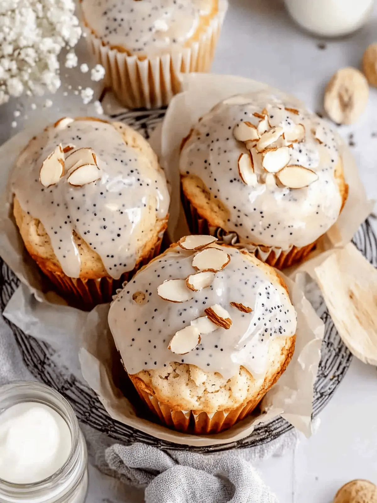 Delicious Glazed Almond Poppy Seed Muffins With Poppyseed Glaze 4 Glazed Almond Poppy Seed Muffins Topped With Poppyseed Glaze