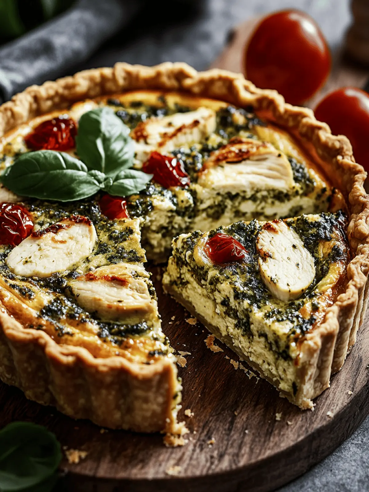 Pesto Chicken Quiche: Easy Gourmet Delight for Any Meal 2 Pesto Chicken Quiche