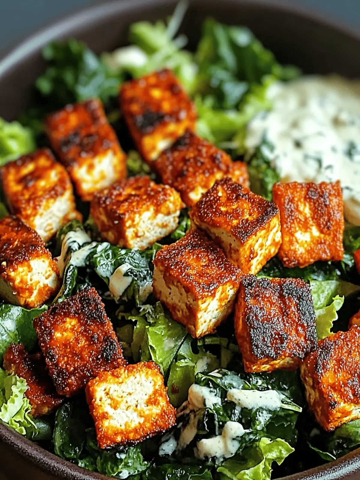 Crispy Buffalo Tofu Caesar Salad That Wows Every Bite 4 Crispy Buffalo Tofu Caesar Salad