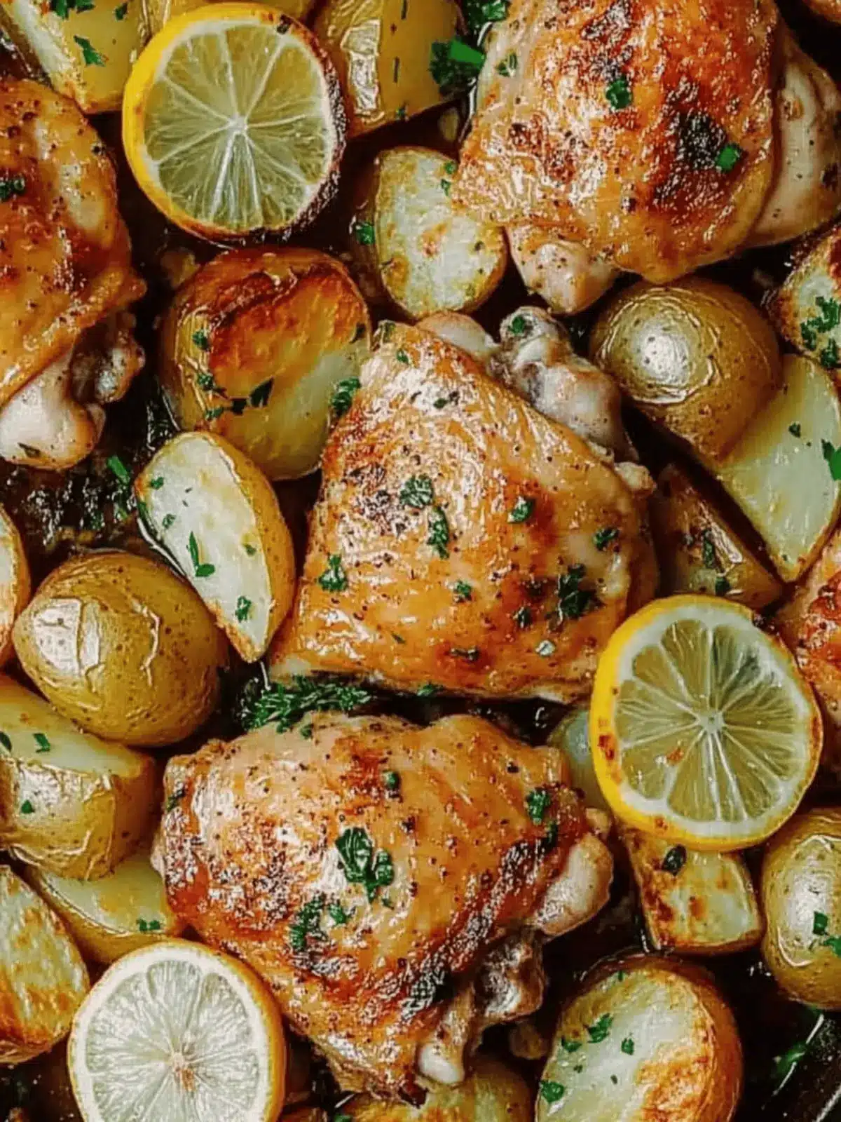 Savory Roasted Lemon Chicken Thighs with Tender Potatoes 3 Roasted Lemon Chicken Thighs with Potatoes