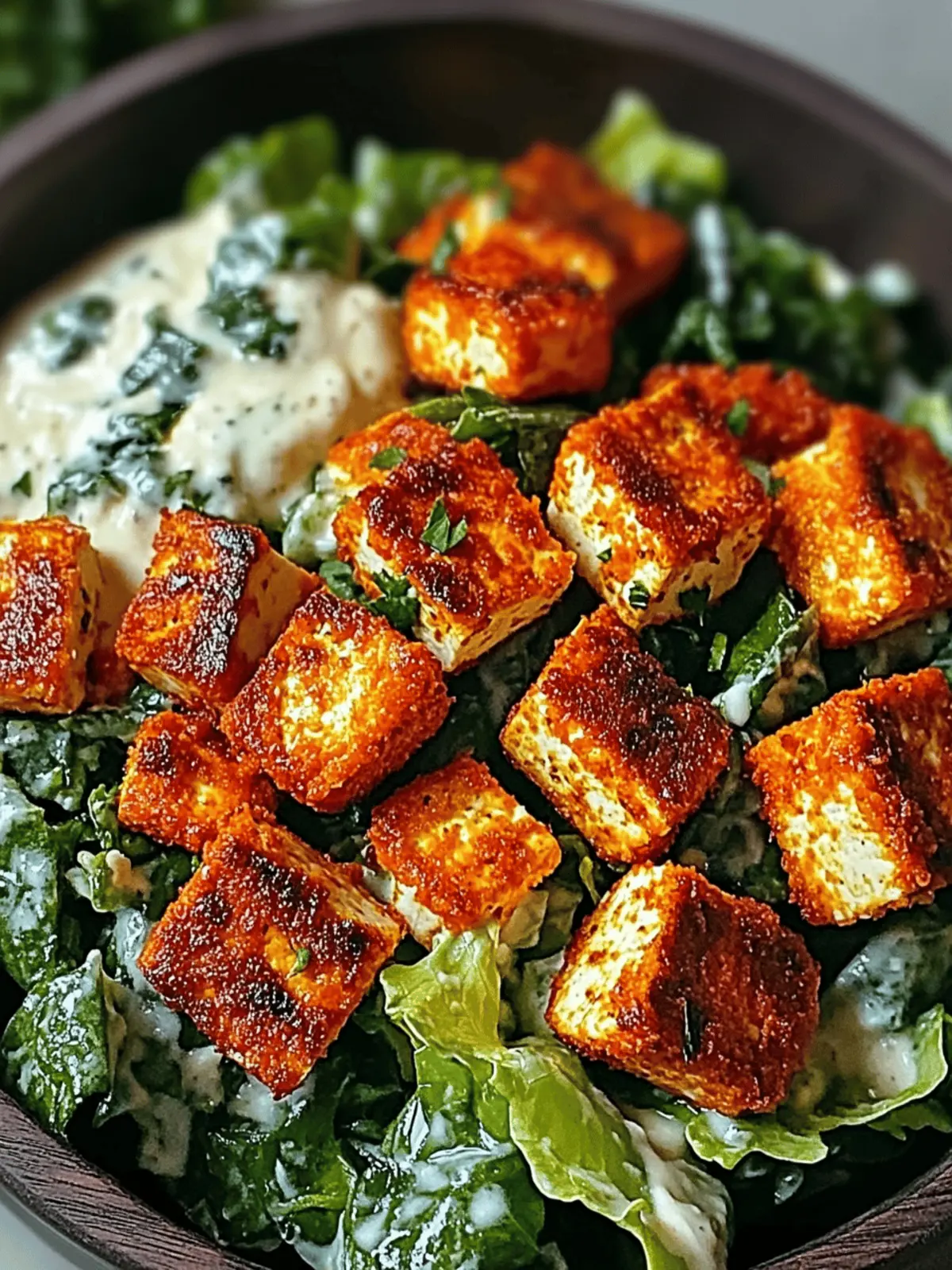 Crispy Buffalo Tofu Caesar Salad That Wows Every Bite 3 Crispy Buffalo Tofu Caesar Salad