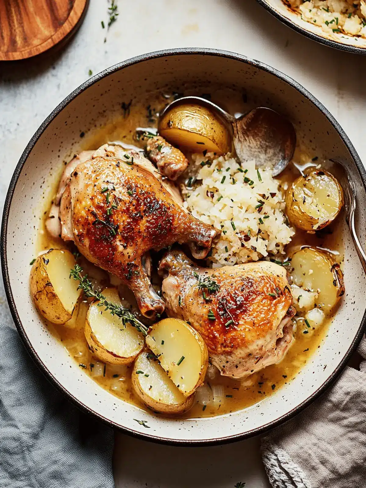 Braised Chicken with Potatoes and Chive Butter Sauce Delight 4 Braised Chicken with Potatoes and Chive Butter Sauce