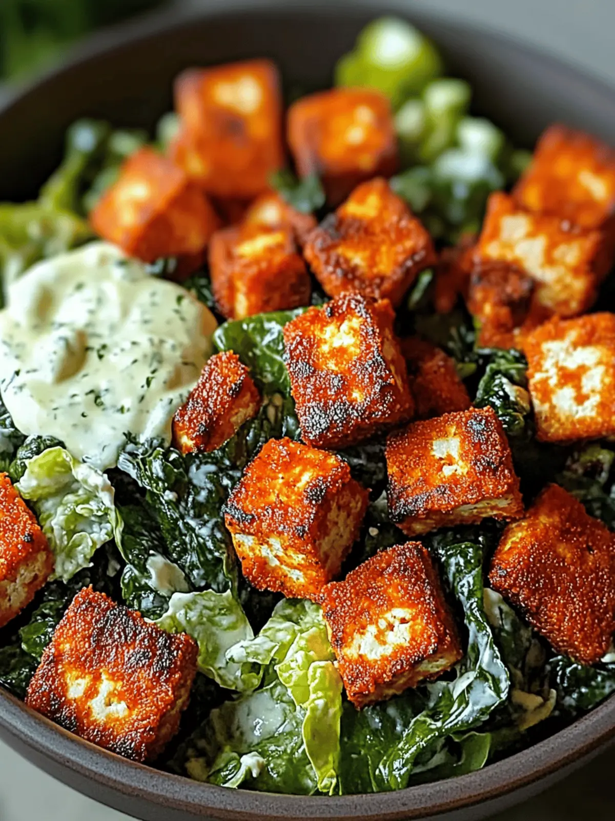 Crispy Buffalo Tofu Caesar Salad That Wows Every Bite 2 Crispy Buffalo Tofu Caesar Salad