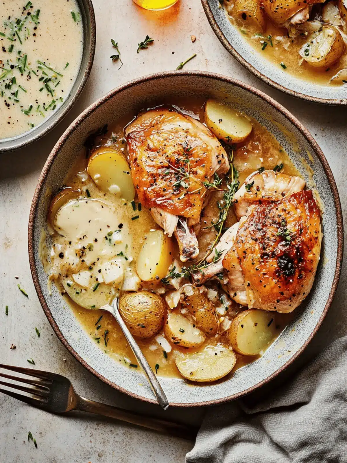 Braised Chicken with Potatoes and Chive Butter Sauce Delight 2 Braised Chicken with Potatoes and Chive Butter Sauce