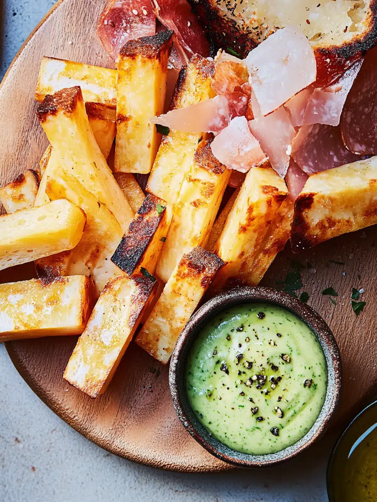 Crispy Panisse with Green Chilli & Double Garlic Aïoli Delight 5 Panisse with Green Chilli & Double Garlic Aïoli