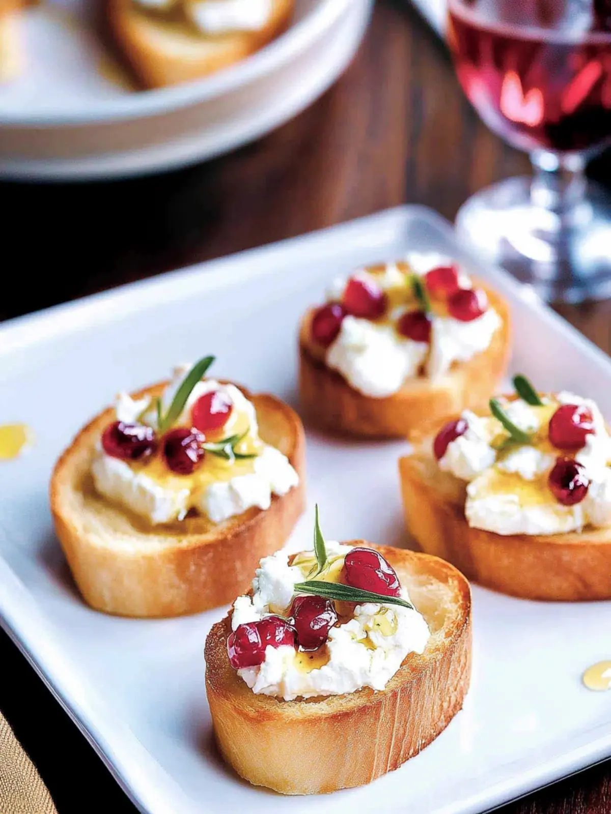Delicious Crostini Appetizer with Goat Cheese & Pomegranate Bliss 3 Crostini Appetizer with Goat Cheese